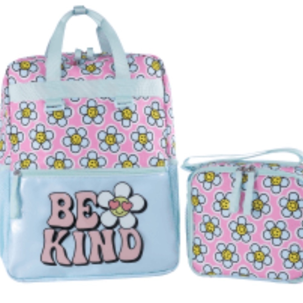 Be Kind Kids Backpack and Lunchbox Set - Pink and Blue - Picture 1 of 16